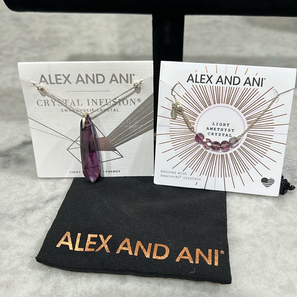 Alex and Ani Crystal Infusion Amethyst Necklace and Bracelet